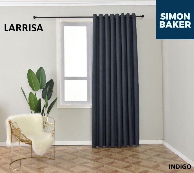 SIMON BAKER EYELET CURTAIN Simon Baker Larrisa Indigo Ready Made Eyelet Curtain (6596519067737)