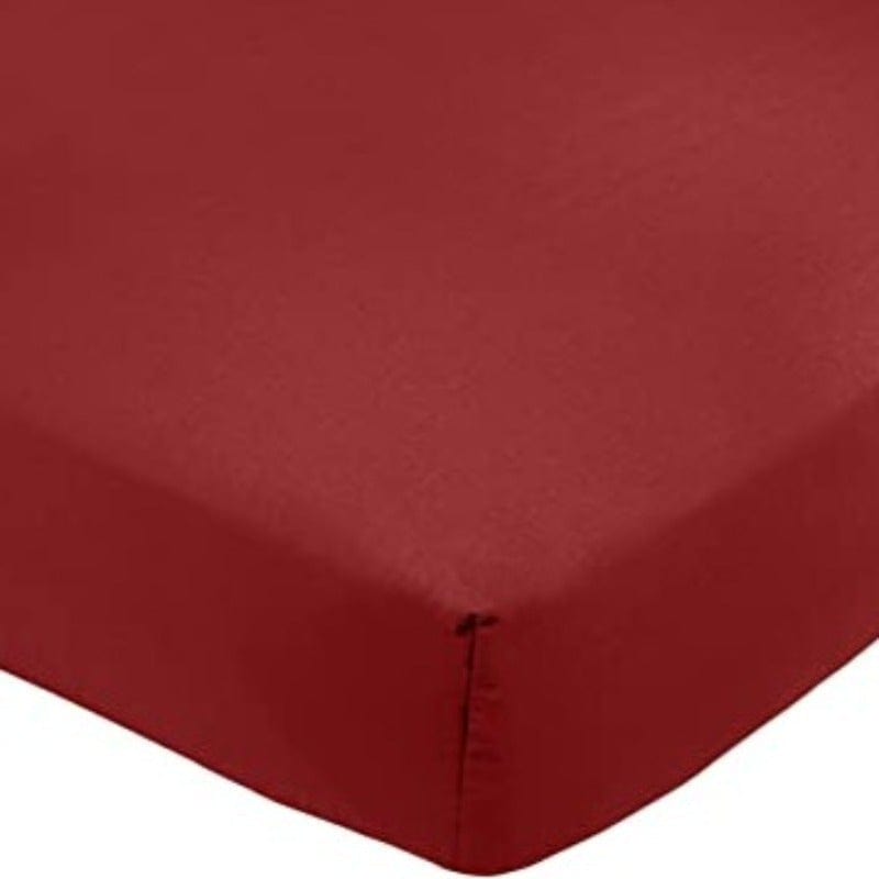 SIMON BAKER FITTED SHEET burgundy / Queen Simon Baker T144 Polycotton Queen Fitted Sheet (6976539492441)