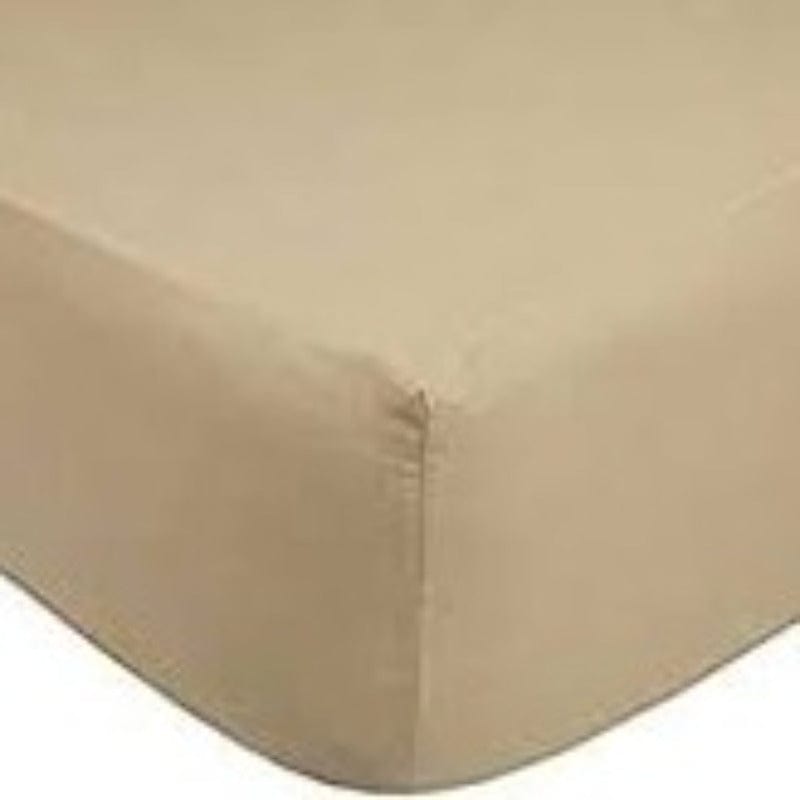SIMON BAKER FITTED SHEET Cappuccino / Double Simon Baker T144 Polycotton Double Fitted Sheet (6976537821273)