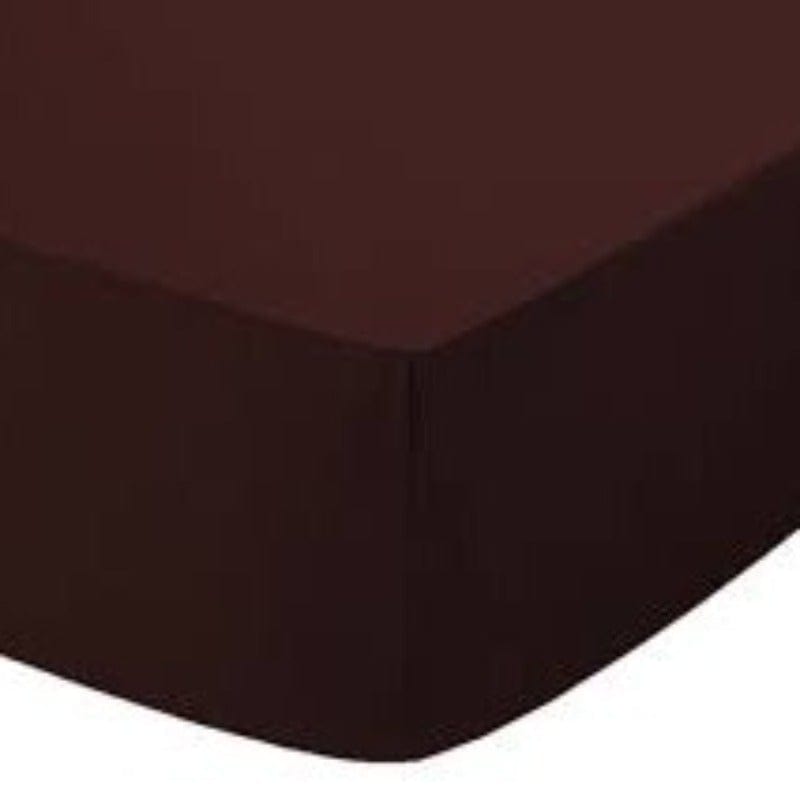 SIMON BAKER FITTED SHEET Chocolate / Double Simon Baker T144 Polycotton Double Fitted Sheet (6976537821273)
