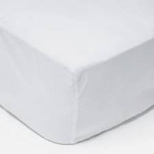 SIMON BAKER FITTED SHEET White / Double Simon Baker T144 Polycotton Double Fitted Sheet (6976537821273)