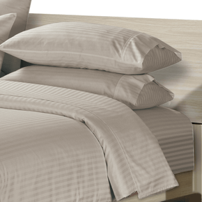 SIMON BAKER SHEET SET Simon Baker 250 Thread Count Egyptian Cotton Stripe Sheet Set Natural (6595729981529)