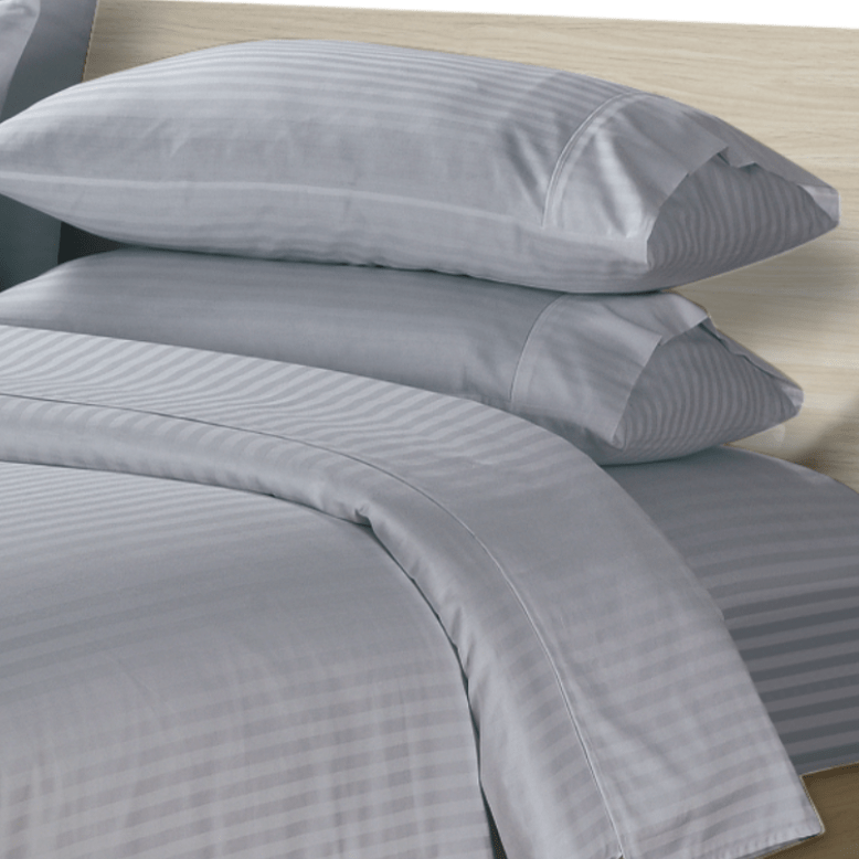 SIMON BAKER SHEET SET Simon Baker 250 Thread Count Egyptian Cotton Stripe Sheet Set Silver (6595731882073)