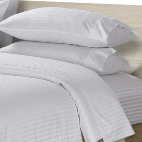 SIMON BAKER SHEET SET Simon Baker 250 Thread Count Egyptian Cotton Stripe Sheet Set White (6595705798745)