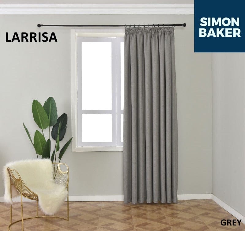 SIMON BAKER TAPE CURTAIN Larrisa Grey 265 X 218 Simon Baker Larrisa Grey Ready Made Tape Curtain (6596427186265)