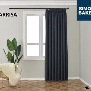 SIMON BAKER TAPE CURTAIN Larrisa Indigo 265 X 218 CM Simon Baker Larrisa Indigo Ready Made Tape Curtain (6596439015513)