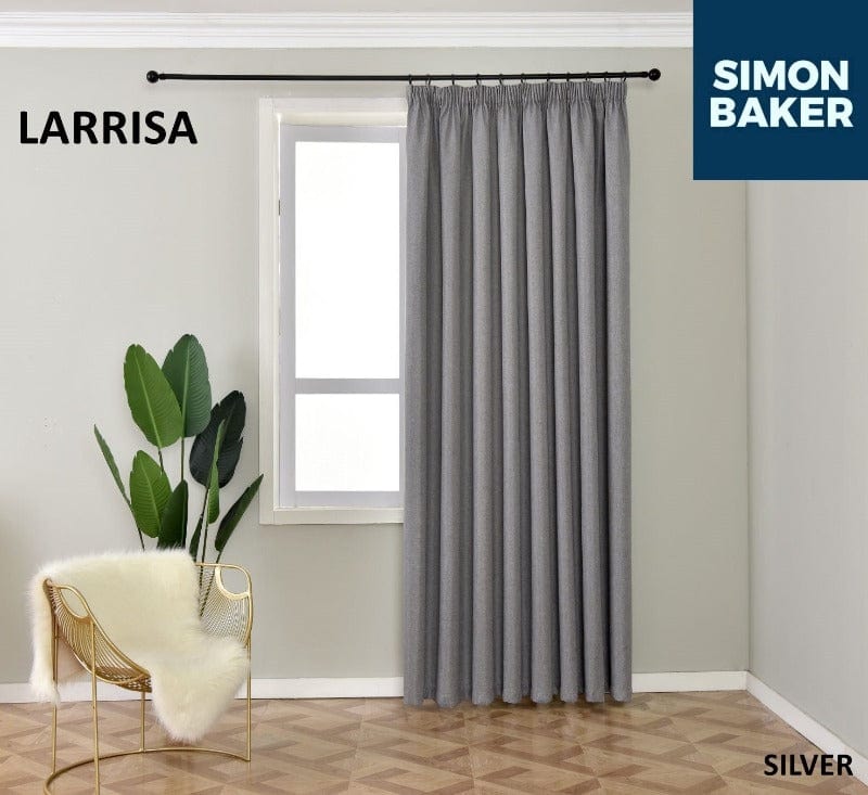 SIMON BAKER TAPE CURTAIN Larrisa Silver 265 X 218 CM Simon Baker Larrisa Silver Ready Made Tape Curtain (6596445012057)