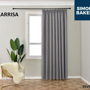 SIMON BAKER TAPE CURTAIN Larrisa Silver 265 X 218 CM Simon Baker Larrisa Silver Ready Made Tape Curtain (6596445012057)