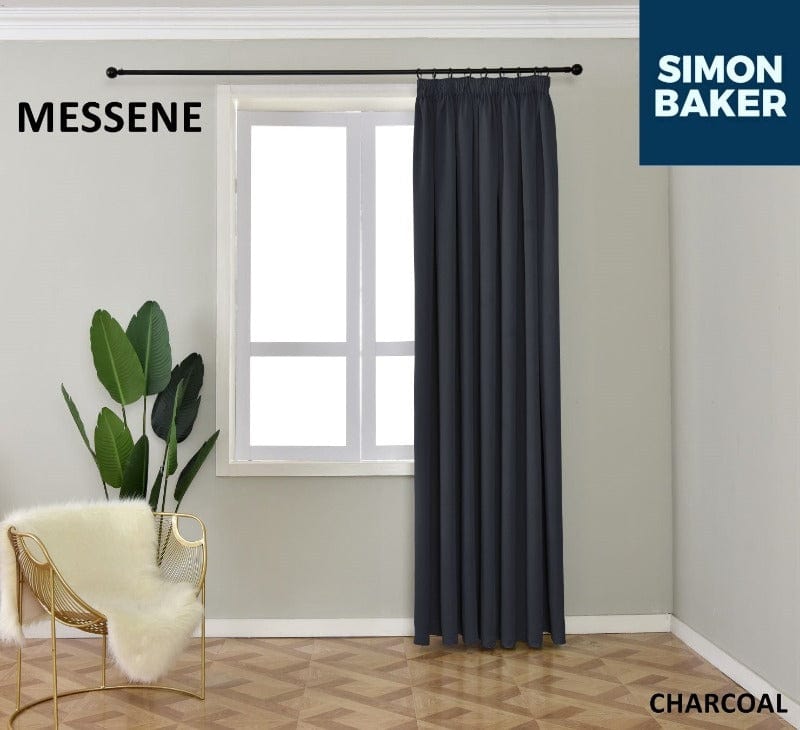 SIMON BAKER TAPE CURTAIN Messene Charcoal 265 X 218 CM Simon Baker Messene Charcoal Ready Made Tape Curtain (6596501667929)