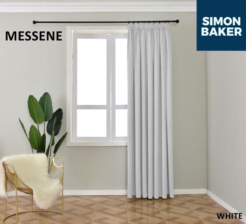 SIMON BAKER TAPE CURTAIN Messene White 265 X 218 CM Simon Baker Messene White Ready Made Tape Curtain (6596510646361)
