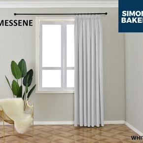 SIMON BAKER TAPE CURTAIN Messene White 265 X 218 CM Simon Baker Messene White Ready Made Tape Curtain (6596510646361)