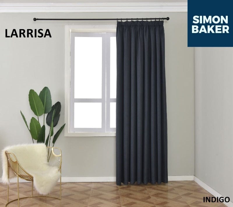 SIMON BAKER TAPE CURTAIN Simon Baker Larrisa Indigo Ready Made Tape Curtain (6596439015513)
