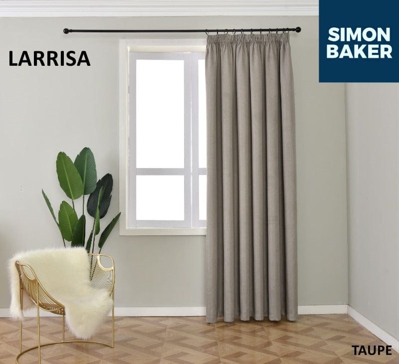 SIMON BAKER TAPE CURTAIN Simon Baker Larrisa Taupe Ready Made Tape Curtain (6596454711385)