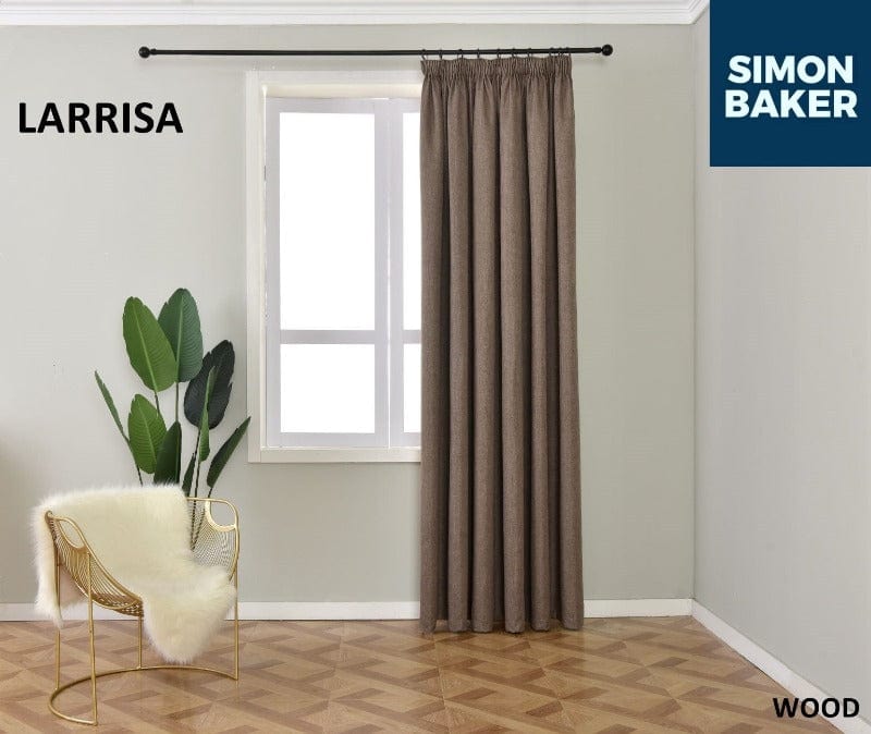 SIMON BAKER TAPE CURTAIN Simon Baker Larrisa Wood Ready Made Tape Curtain (6596456710233)