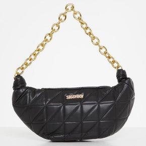 Sissy Boy Handbags BLACK Sissy Boy Half Moon Quilted Bag (7136413188185)