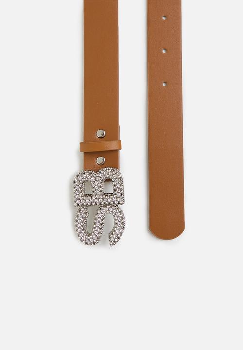 Sissy Boy LADIES BELT Sissy Boy Bling Belt Tan (7137266729049)