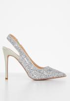 Sissy Boy Ladies Sandals 3 Sissy Boy Glitter Sling Back Court Silver (7069044899929)