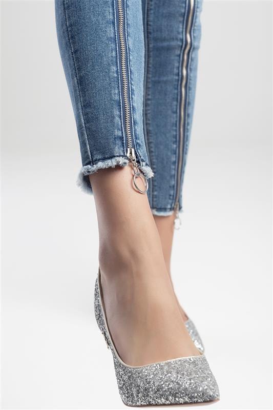 Sissy Boy Ladies Sandals Sissy Boy Glitter Sling Back Court Silver (7069044899929)