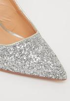 Sissy Boy Ladies Sandals Sissy Boy Glitter Sling Back Court Silver (7069044899929)