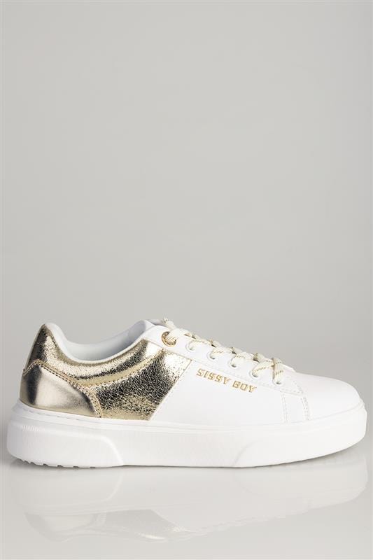 Sissy Boy LADIES SNEAKER Sissy Boy Half Way Metalic Combo Sneaker White/Gold (7067593408601)