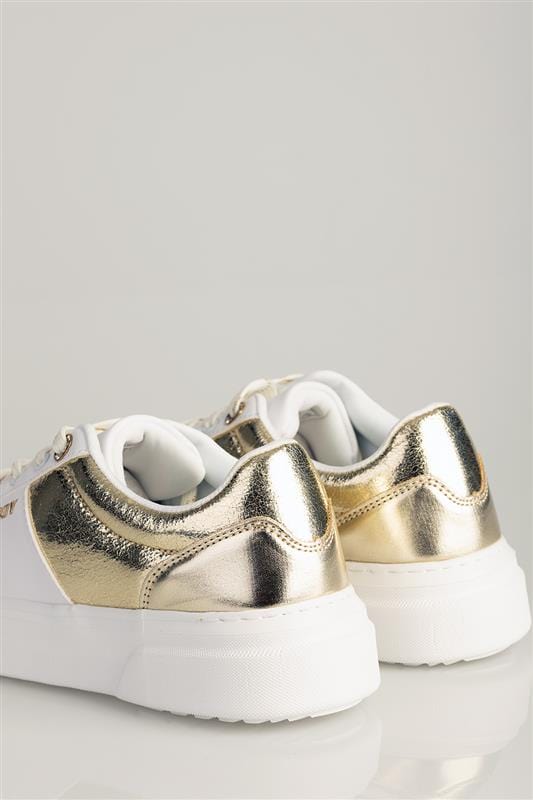 Sissy Boy LADIES SNEAKER Sissy Boy Half Way Metalic Combo Sneaker White/Gold (7067593408601)