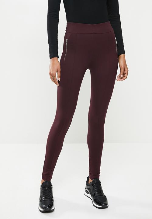 Sissy Boy Leggings 8 Sissy Boy Valery High Rise Legging With Front Metal Zip Burgundy (6689981825113)