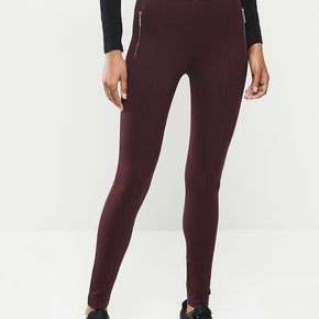 Sissy Boy Leggings 8 Sissy Boy Valery High Rise Legging With Front Metal Zip Burgundy (6689981825113)