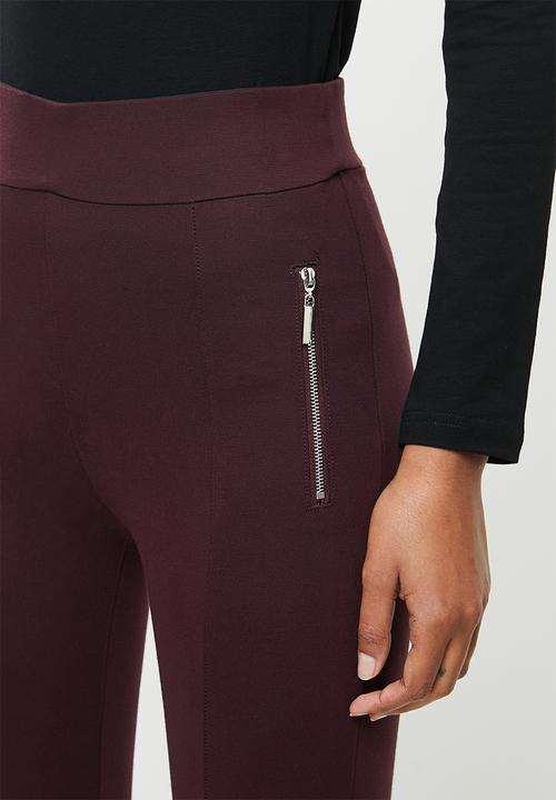 Sissy Boy Leggings Sissy Boy Valery High Rise Legging With Front Metal Zip Burgundy (6689981825113)