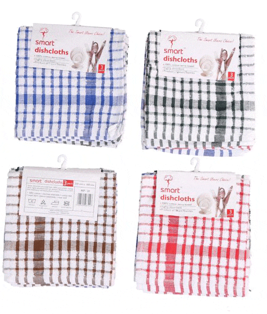 SMART Smart Butten Terry Swab Dish Cloth 3 Piece (4727294656601)