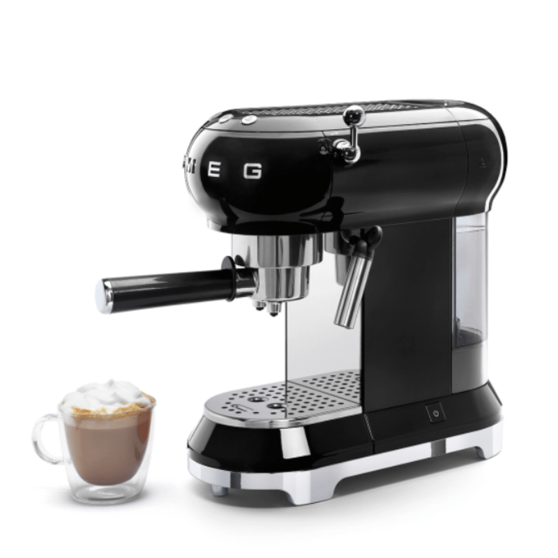 smeg COFFEE MACHINE Smeg 50's Style Espresso Manual Coffee Machine ECF01BLSA (7062035497049)