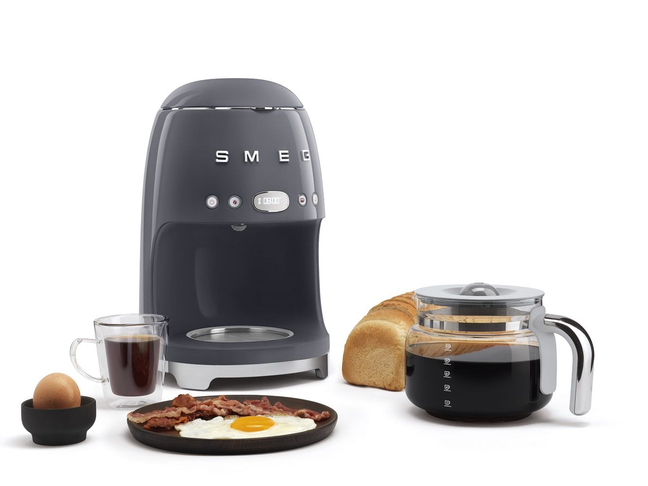 smeg COFFEE MACHINE Smeg Retro Drip Filter Coffee Machine Gray DCF02GRSA (7188386054233)