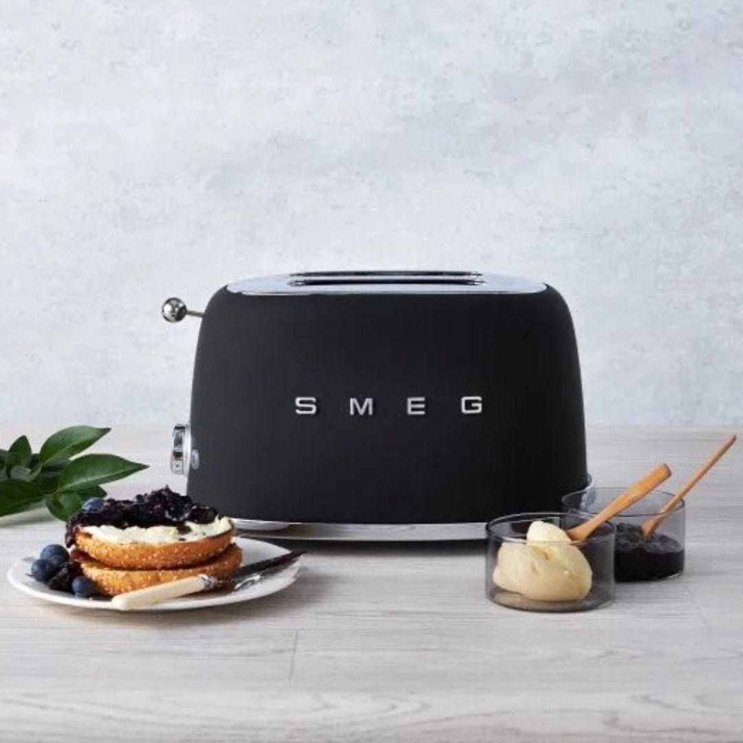 smeg TOASTER Smeg Retro 950W 2 Slice Toaster Matte Black TSF01BLMSA (7140410687577)