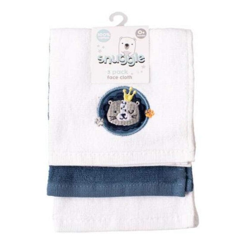 Snuggle Baby Embroidered Face Cloth Lion 3 Pack (7058402017369)