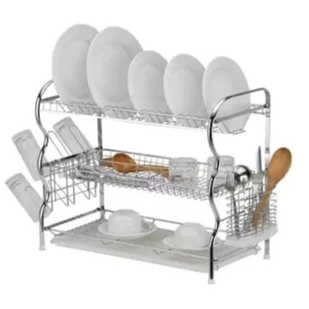 Stainless Steel fruit basket Kitchen Drying 3 Tier Chrome Dish Rack SGN265 (7136894943321)