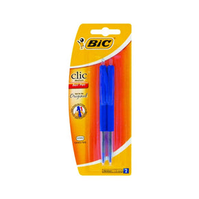 Stationary Tech & Office BIC Clic Ballpoint Pen Blue 2 Pack Blue (2061802602585)