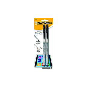 Stationary Tech & Office BIC Cristal Stylus + Pen, Medium Point (1.0mm), Black, 2-Count (2061802864729)