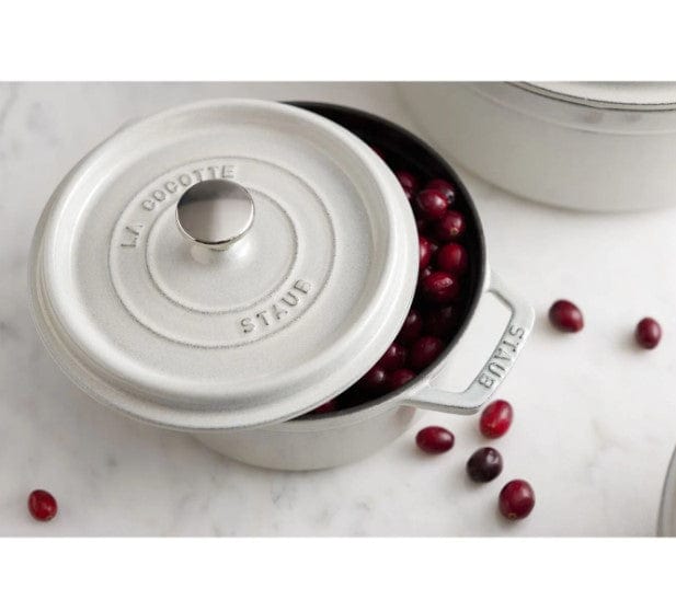 Staub CUTLERY Staub Cast Iron Casserole Round Cocotte White Truffle 24cm STB-11024107 (7154035949657)