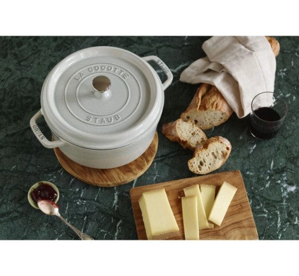 Staub CUTLERY Staub Cast Iron Casserole Round Cocotte White Truffle 24cm STB-11024107 (7154035949657)
