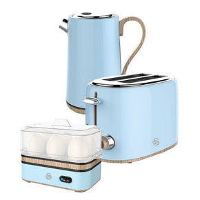 Swan TOASTER & KETTLE Swan Blue Cordless Kettle & 2 Slice Toaster & Egg Boiler SWTP1B (6716495921241)