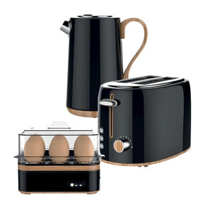 Swan TOASTER & KETTLE Swan Cordless Kettle & 2 Slice Toaster & Egg Boiler Black WWTP1BIK (7044747624537)