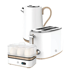 Swan TOASTER & KETTLE Swan Cordless Kettle & 2 Slice Toaster & Egg Boiler White SWTP1W (7044745035865)