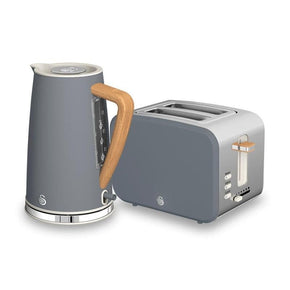 Swan TOASTER & KETTLE Swan Nordic Polished Stainless Steel Cordless Kettle & 2 Slice Toaster SNR2P (6713986515033)