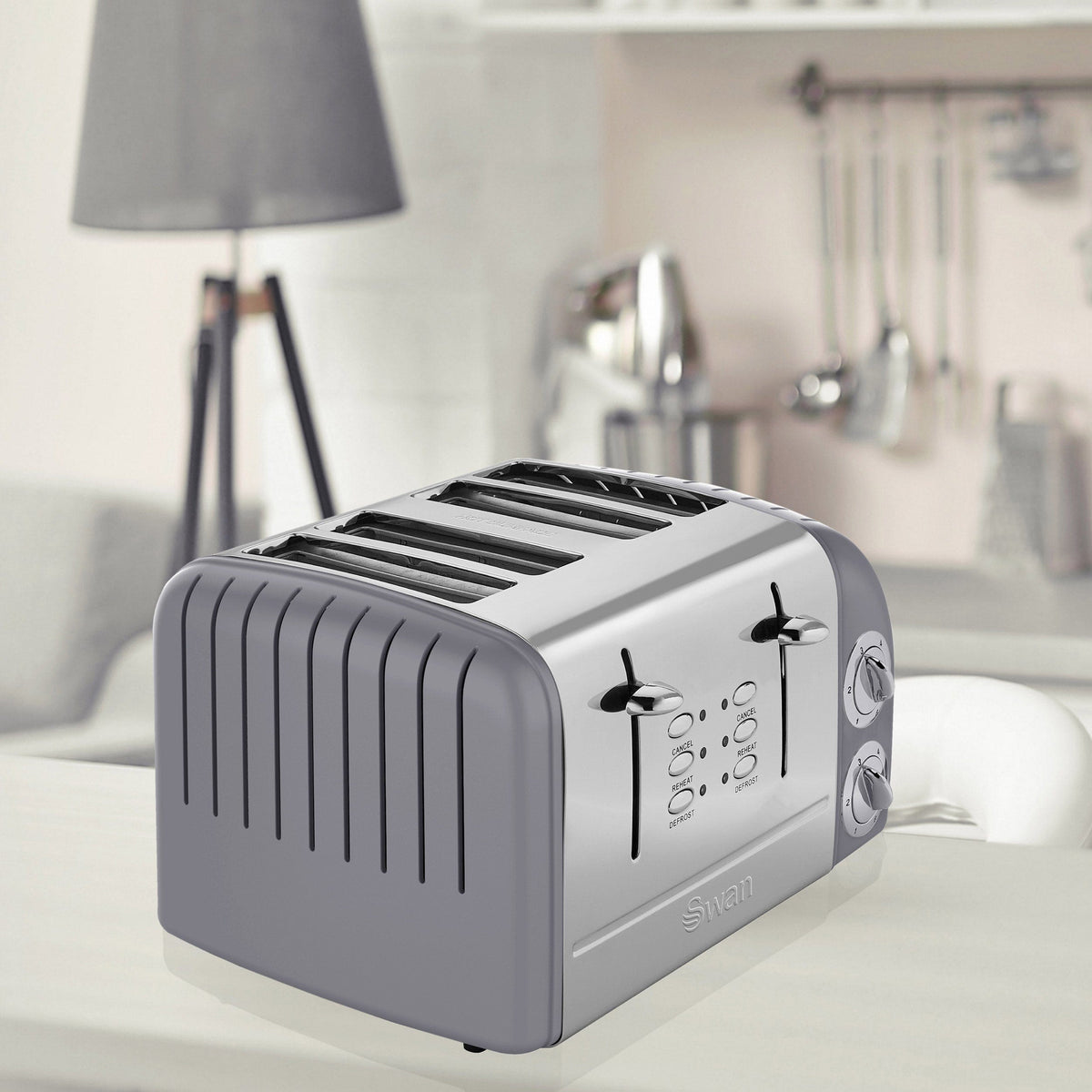 Swan TOASTER Swan 4 Slice Retro Gray Toaster SRT6G (7229406904409)