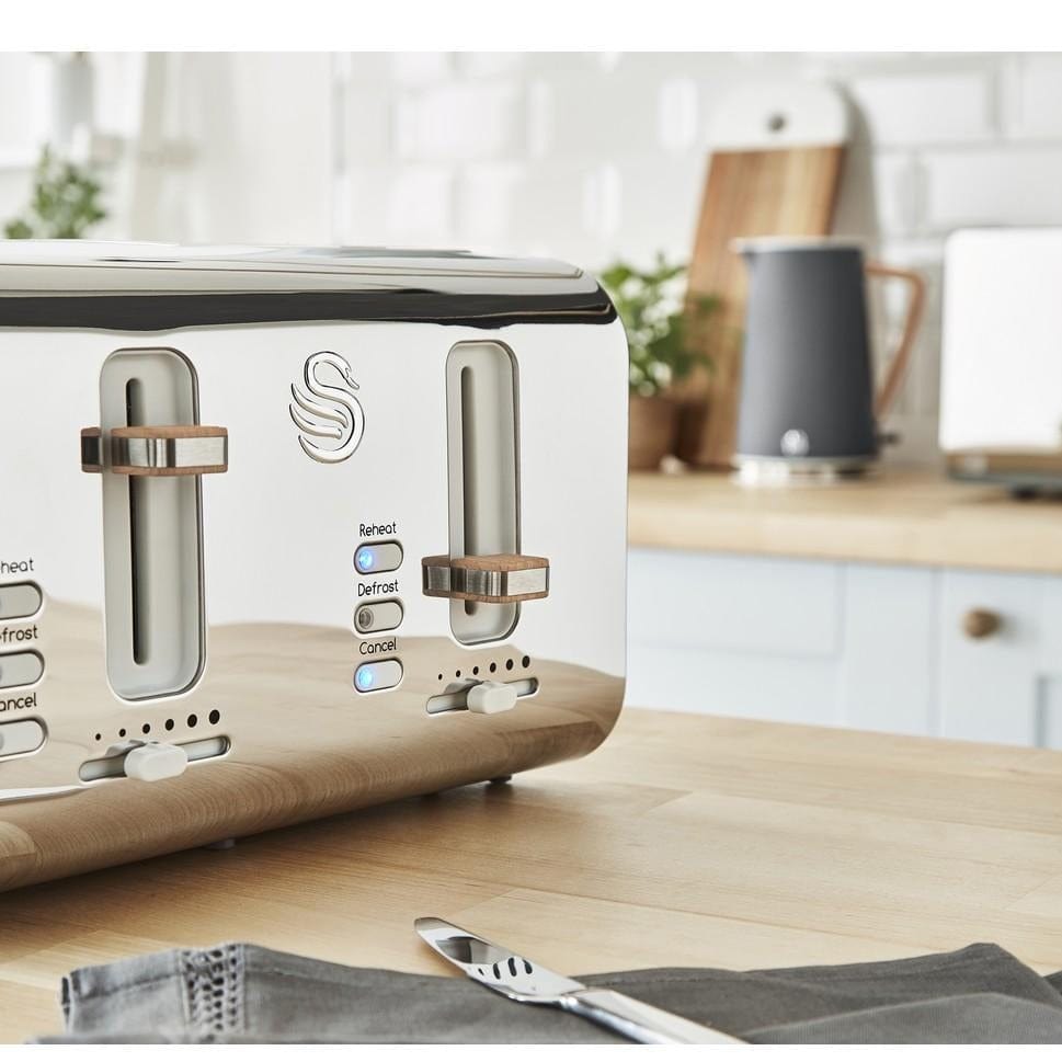 Swan TOASTER Swan Nordic 4 Slice Polished Stainless Steel Toaster SNT4G (6714118373465)