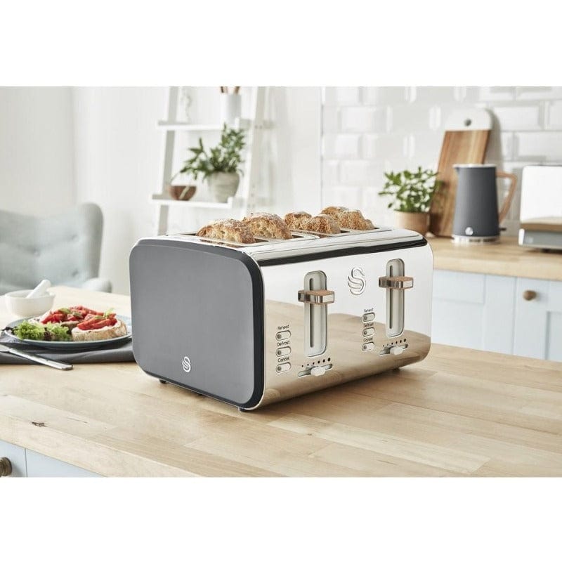 Swan TOASTER Swan Nordic 4 Slice Polished Stainless Steel Toaster SNT4G (6714118373465)