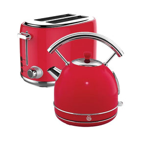 Swan TOASTER Swan Retro Dome Cordless Kettle & 2 Slice Toaster Red STP01R (7044723277913)