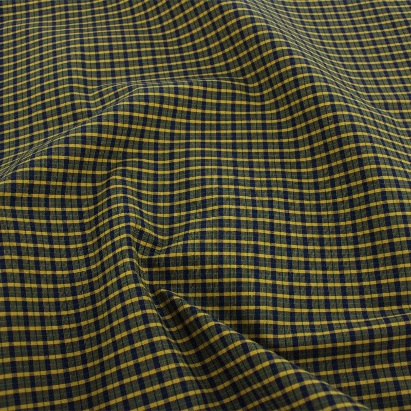 TARTAN CHECKS Dress Fabrics School Check Yellow/Navy 150cm (7221553299545)