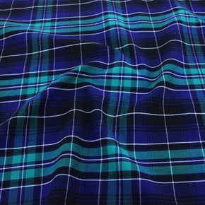 TARTAN CHECKS Dress Fabrics Tartan Check Green/Royal Fabric 150cm (7221537931353)