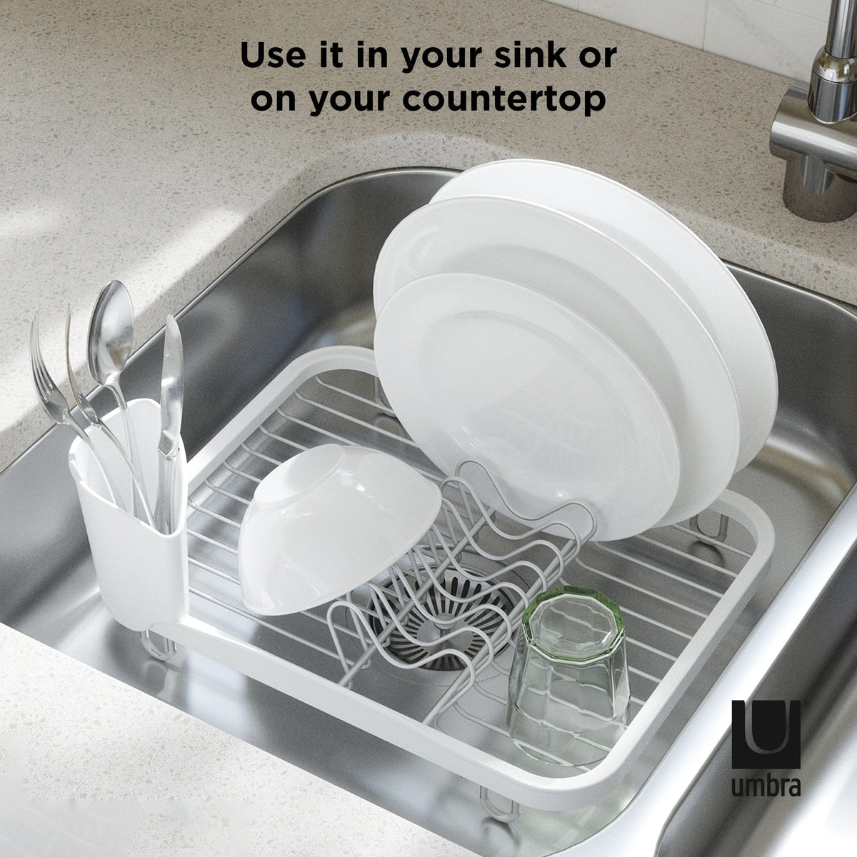 Umbra DISH RACK Umbra Sinkin Dish Rack White And Nickel UMB330065670 (7277797179481)