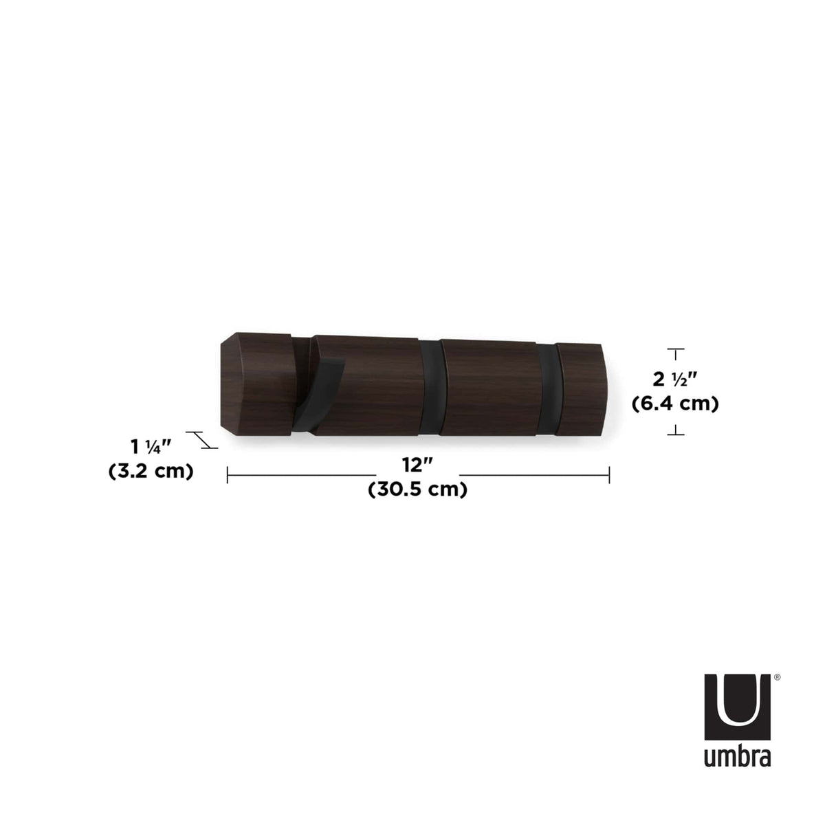 Umbra Flip Hook Umbra Flip Hook Set of 3 Black & Walnut (7203346776153)